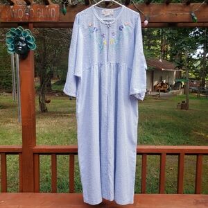 Vintage Floral and Striped Nightgown Dress By Stan Herman Signature II - 2X